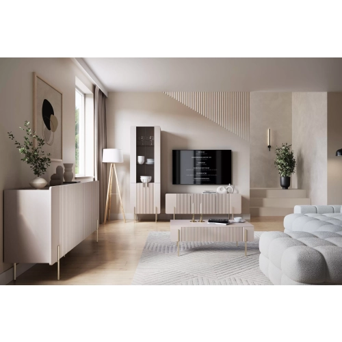 Komoda Malmi 200 cm - kaszmir / złote nóżki